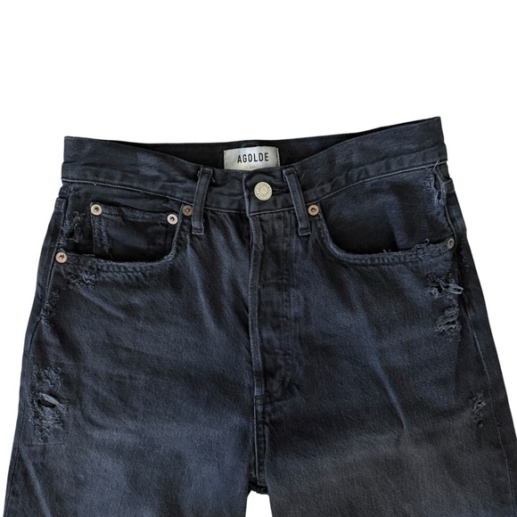 Agolde 90s Cropped Mid Rise Jeans (Black/Gray) Size 24 - Picture 6 of 13